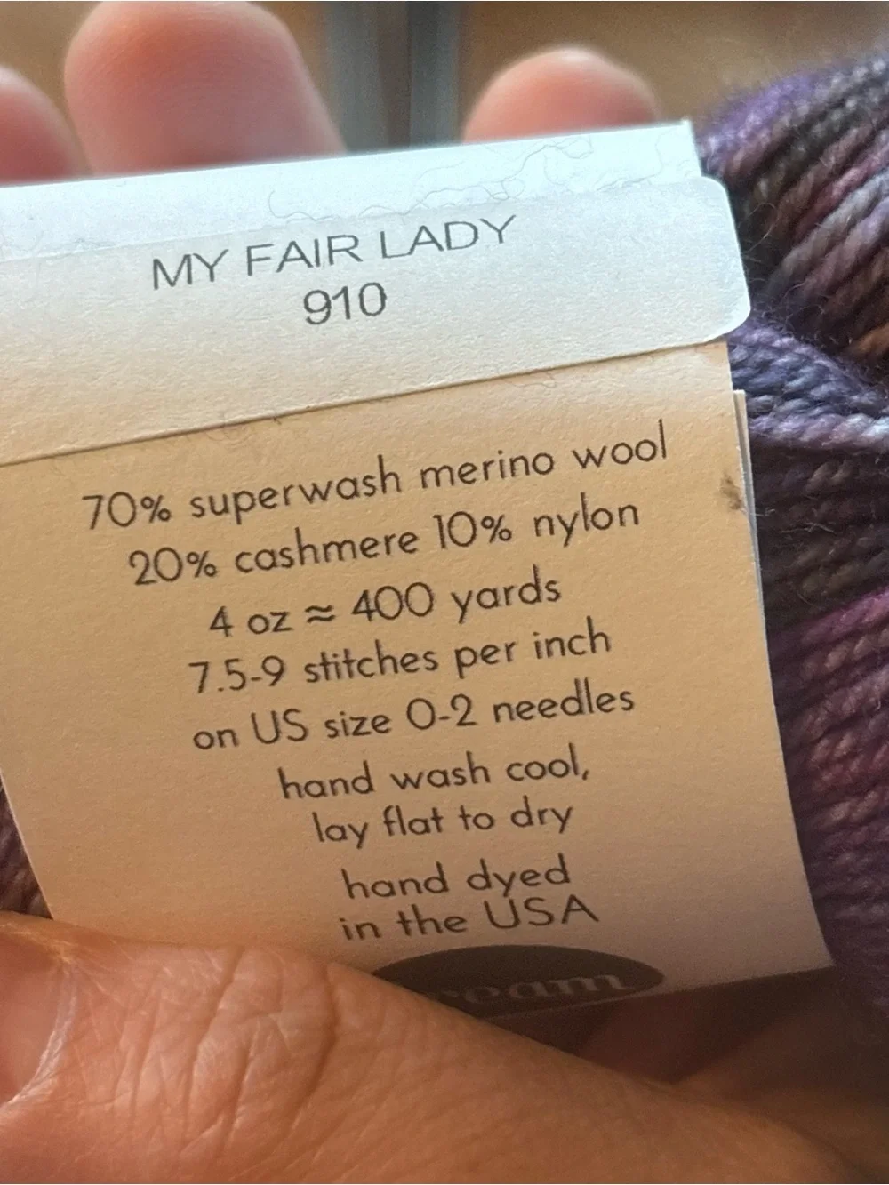 Dream in Color Smooshy Cashmere Yarn Purple Blue Fingering My Fair Lady Knitting